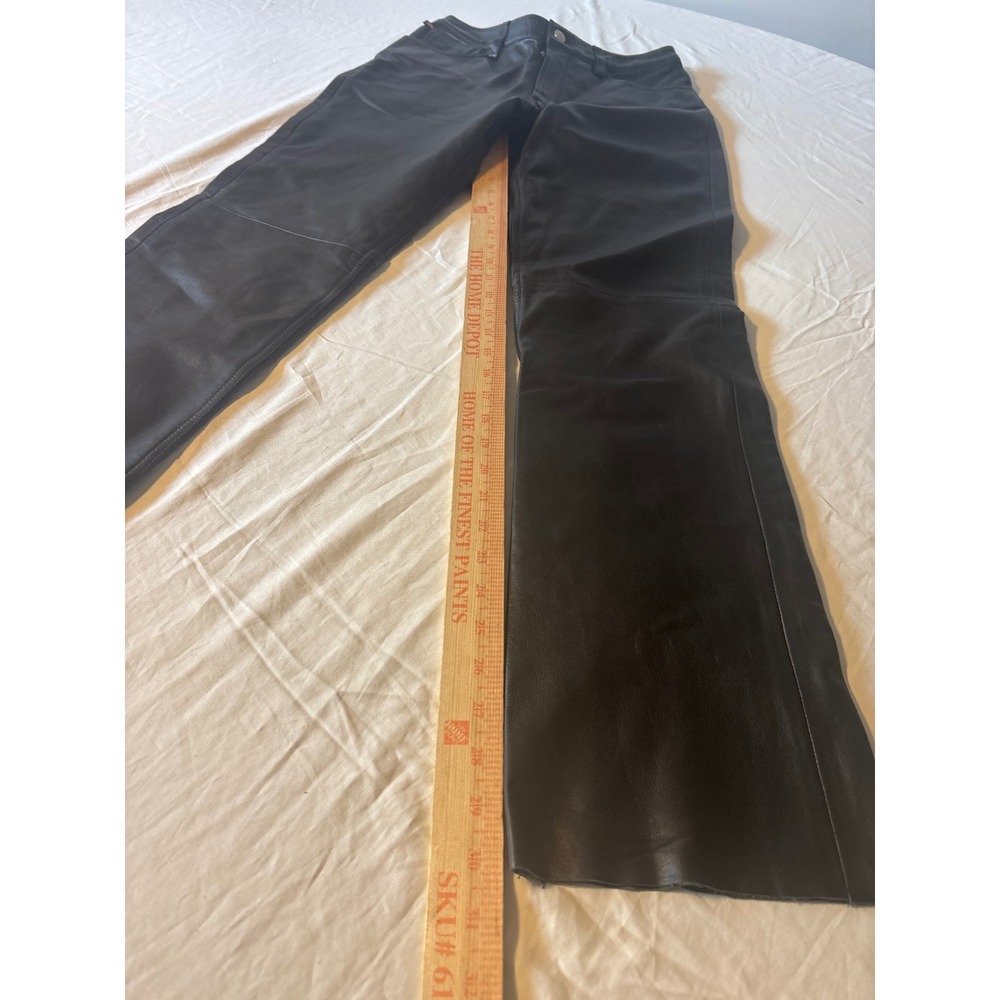 Polo Jeans Co Ralph Lauren Leather Pants Womens 2 Black Excellent Straight Leg - Picture 3 of 13